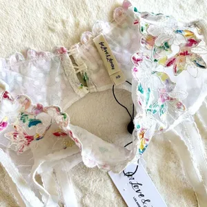 NWT For Love & Lemons White with Rainbow Floral Garter Belt - Extra Small thumbnail 2