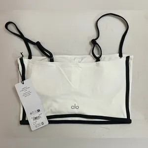 Alo Yoga NWT Airbrush Streamline Bra Tank Top Ivory Black Size M thumbnail 7