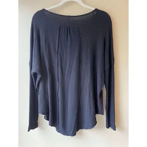 Free People Black Waffle Knit Henley Size XS thumbnail 2