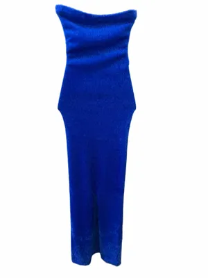 Blue White Fox Boutique Dress Maxi Strapless thumbnail 5
