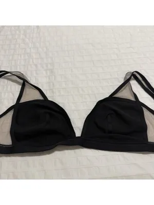 Victoria's Secret Unlined Bralette Sz M Medium Black With Nude Mesh thumbnail 7