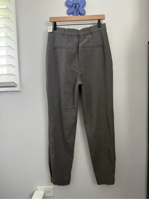Abercrombie & Fitch Medium Long NEW Grey Slim Straight High Rise Trousers Office thumbnail 2