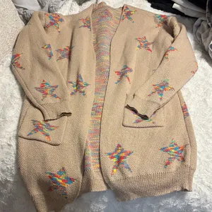 Multicolor Star Pattern long line Beige Sweater XL EUC Tan thumbnail 1