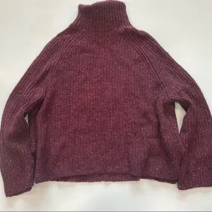 BP‎ | Turtleneck Chunky Cozy Knit Sweater Burgundy thumbnail 2