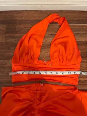 Oh Polly Bright Orange Satin Skirt with a Top thumbnail 7