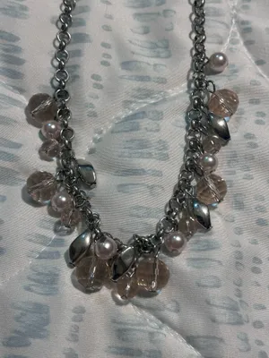 Pink Crystal Silver Tome Statement Necklace thumbnail 3