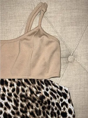 Womens Leopard High-Low Skirt with Beige Top thumbnail 2