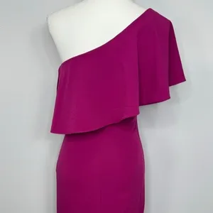 Lovers‎ + Friends Bentley One Shoulder Midi Dress XS Hot Pink Cocktail Party NEW thumbnail 10
