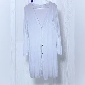 ROXY City at Night Coastal Grey Ribbed Longline Cardigan Button Front Layer thumbnail 4