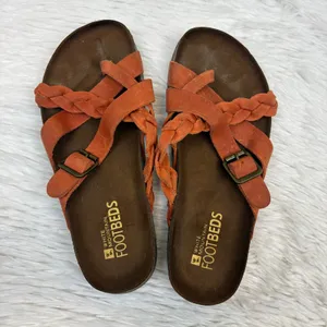 White Mountain Harrington Braided Leather Slip-On Sandals Orange Size 7 thumbnail 5