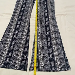Daily Special Navy and White Patterned Women's Flare Pants, soft. thumbnail 3