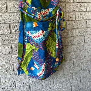 NWT Farm Rio Blue Macaw Mini Wrap Dress Size XS Short Vacation Tropical Cruise thumbnail 5
