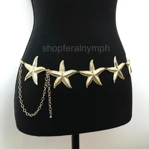 Vintage Y2K Mermaidcore Gold Starfish Chain Belt, Fits 13–44 Inches, X7GA1161 thumbnail 2