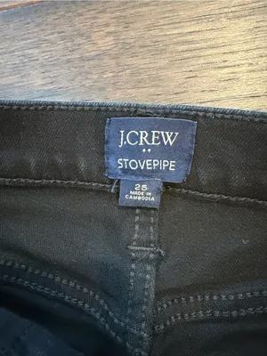 J. Crew Stovepipe Jeans Washed Black Raw Hem Straight Leg Size 25 - P33 thumbnail 2