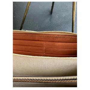 Dooney & Bourke Monogram Coated Canvas Zip Around Wallet Cream Cognac Organizer thumbnail 4