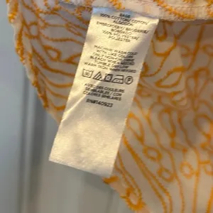 Loft Orange And White‎ Eyelet Crochet Blouse Size Medium Petite thumbnail 6