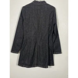 Zara Black Long-Sleeve Mini Dress with High Neck Size XL 97% Cotton thumbnail 5