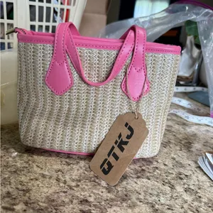 Pink and Cream Woven Mini Bag thumbnail 2
