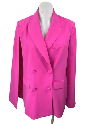 Zara Women's Pink Long Sleeve Collar Double Breasted Blazer Coat Jacket Size XS thumbnail 1