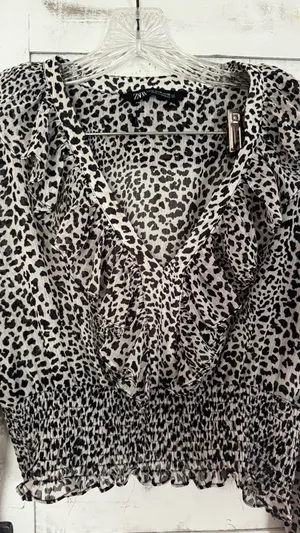 Zara black and white blouse thumbnail 2