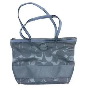 Coach Gray Jacquard Fabric Long Strap Tote Bag thumbnail 1