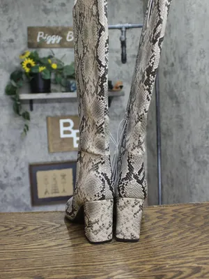 NWT A New Day Block Heel Boots with Memory Foam Cream Snake Print Brown 7M thumbnail 6