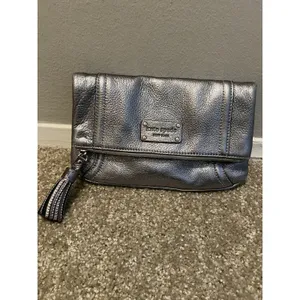 Kate Spade New York Metallic Leather Pewter Bag Shoulder Chain Strap/clutch Y2k thumbnail 11