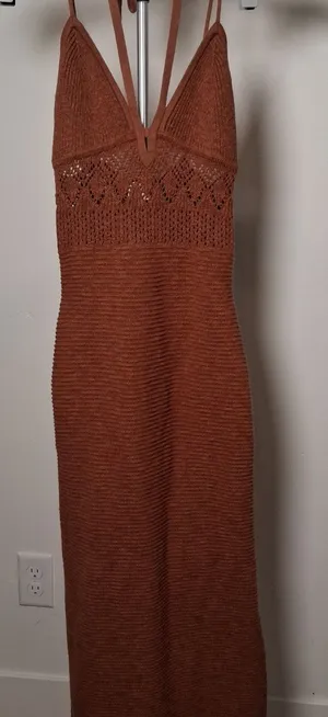 Abercrombie & Fitch Rust Knit Maxi Dress Spaghetti Straps size Medium thumbnail 1