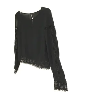 H&M black sheer lace long sleeve blouse S*‎ thumbnail 3