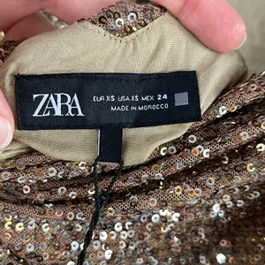Zara Women's Copper Sequined Party Dress Open Draped Back Size XS. NEW! thumbnail 8