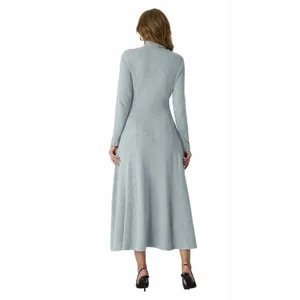 NEW Super Soft Knit Long Sleeve Mock Neck Pullover Maxi Dress M thumbnail 2