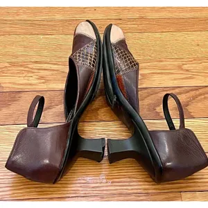 Medici Patchwork Leather Mary Jane Heels Ostrich Snakeskin Leopard Print Size 7 thumbnail 5