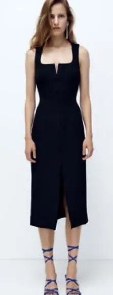 Zara black midi dress thumbnail 1