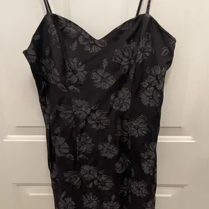 Vtg Chauncey St Slip Mini Dress Women's 7/8 Y2K 90s‎ Black Floral USA Dark thumbnail 3