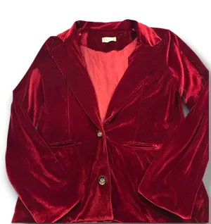 Altar'd State Ruby Red Velvet Blazer thumbnail 1
