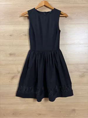 Aqua Fit & Flare Black Ponte Sleeveless Lace-Hem Dress thumbnail 2