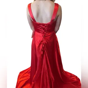 Wear Your Love Satin Slit Dress Red 4 NWT thumbnail 4