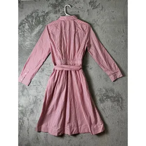 J.Crew Tie-Waist Shirtdress Red White Stripe Cotton Button Front Belted 8 New thumbnail 3