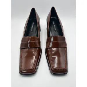 Sesto Meucci Sissy Tan Calf Leather Square Toe Block Heel Penny Loafers Size 8N thumbnail 7