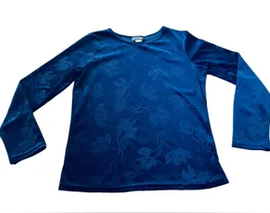 Rendezvous Vintage 90s Blue Velvet Goth Witchy Whimsygoth Moody Floral Top thumbnail 1