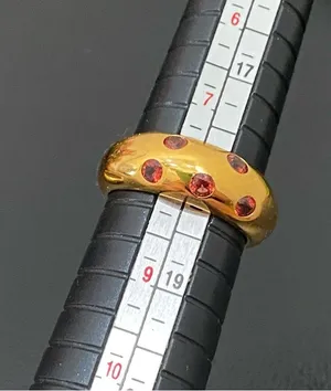 Gold Over  925 Signed Garnet Stones Hinged Bangle & Ring Set thumbnail 5