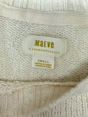 ANTHROPLOGIE | Maeve‎ Puff Sleeve Textured Cropped Crewneck - Cream size small thumbnail 3