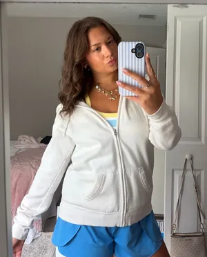 Hollister White Zip-Up Hoodie thumbnail 1