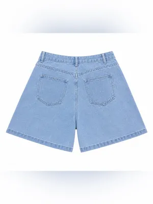 Yesfashion Women’s High-Waisted Wide Leg High rise Jorts Light Wash Size Large thumbnail 3
