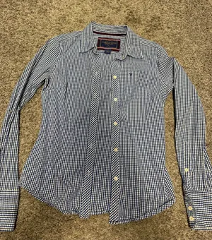 American Eagle Outfitters Blue Gingham Button-Down Shirt thumbnail 1