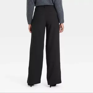 Women's High-Rise Wide Leg Pleated Front Trousers - A New Day - Size 2R thumbnail 2
