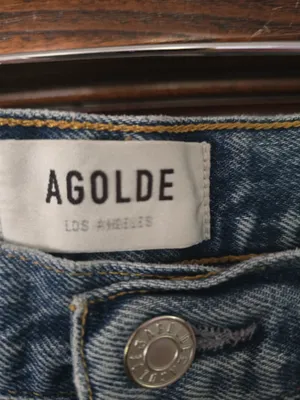 O Agolde Light Blue Distressed Denim Cutoff Shorts Size 28 thumbnail 2