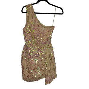 ✨ SAYLOR Kyrie One-Shoulder Sequin‎ Mini Dress Pink Champagne Small 🍾 thumbnail 2