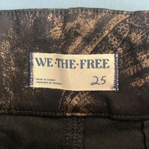 Free People NWT Jayde Black Tie Printed Metallic Black Flare Jeans thumbnail 10