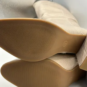 a new day Croc-Embossed Beige Over the Knee Boots thumbnail 5
